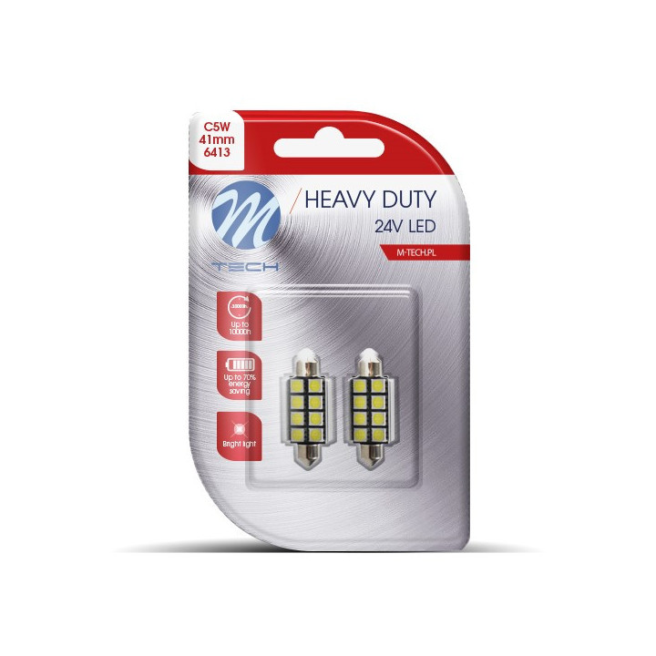 Blister 2x M-TECH HD LB9327 C5W 41 mm 24 V 8xSMD5050 CANBUS weiß