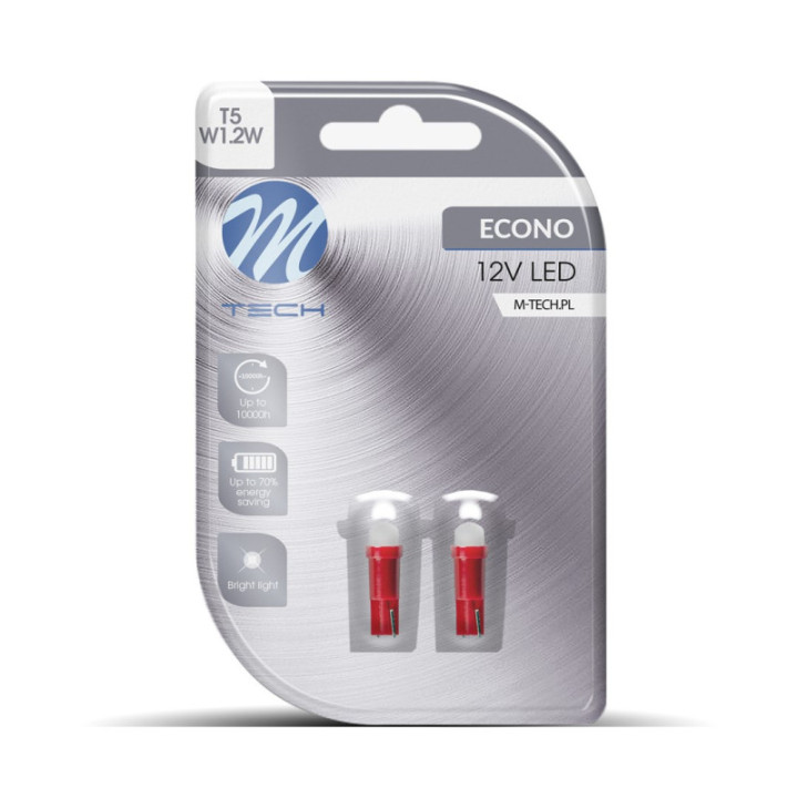 Blister 2x M-TECH Econo LB053R - T5, 1xSMD5050, 12 V, rot