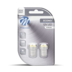 Blister 2x M-TECH Econo LB075W - BA15s G18, 5xSMD5050, 12 V, white