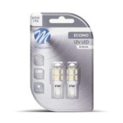 Blister 2x M-TECH Econo LB058W - W5W, 9xSMD5050, 12 V, weiß