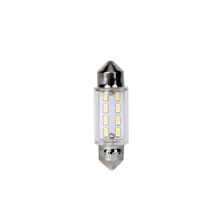 Blister 2x M-TECH Econo LB085W - C5W 36 mm, 8xSMD3014, weiß