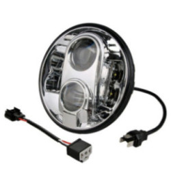 LED headlight - round 7" 9-36 V, chrome