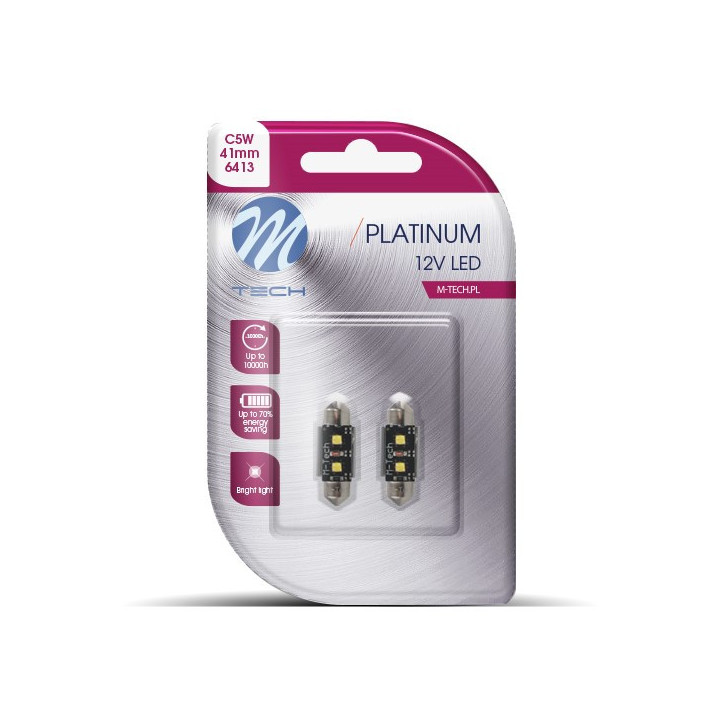 Blister M-TECH Platinum LB814W - C5W 41 mm, 12 V 2xHP LED, weiß