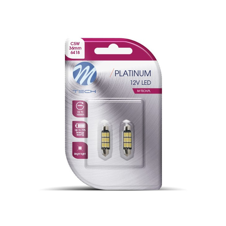 Blister M-TECH Platinum LB815W - C5W 36 mm, 12 V 9xSMD5630, weiß
