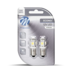 Blister 2x M-TECH Econo LB057W - BA9s, 5xSMD5050, 12 V, white