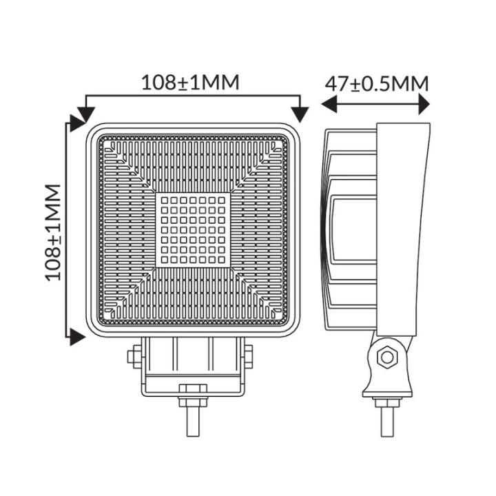 Arbeitsscheinwerfer M-TECH ECONO WLE43 – 4" 49xSMD3030 – quadratisch, 49 W, 10-30 V, Flood