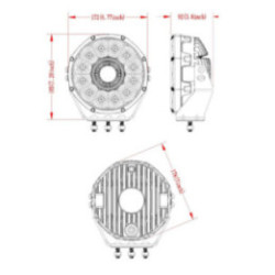 Laser-Arbeitsscheinwerfer M-TECH WLLDL107, 12 × HP-LED + 1 × 15-W-Laser-LED, weiß, 12–24 V