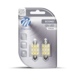 Blister 2x M-TECH Econo LB059W - C5W, 9xSMD5050, 41 mm, 12 V, weiß
