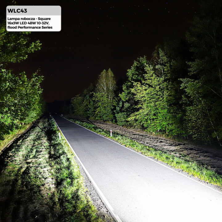 Lampa robocza - Square 16x3W LED 48 W 10-32 V, flood Performance Series