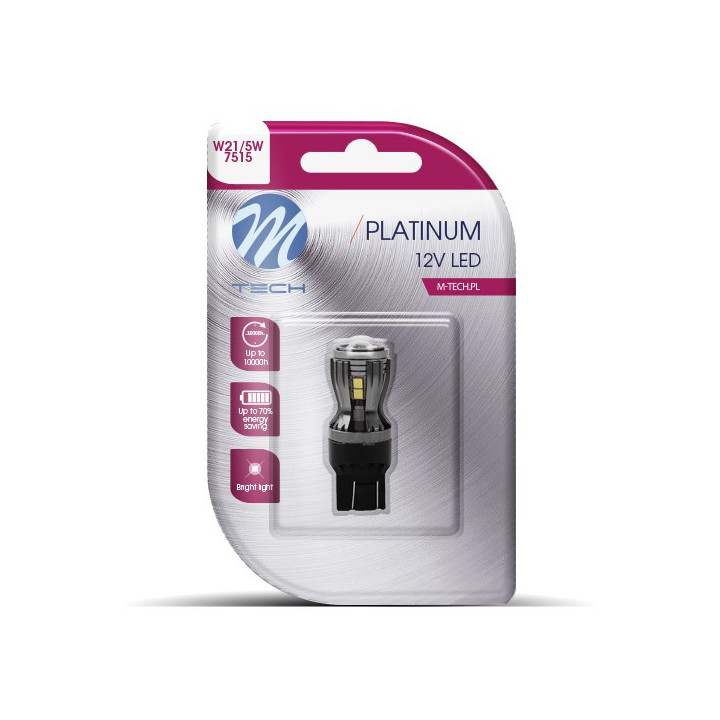 Blister M-TECH Platinum LB823W-01B - T20 W21/5 W, 12-24 V 14x2835SMD, CANBUS, weiß