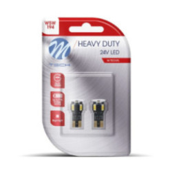Blister 2x M-TECH HD LB9804W W5W 4xSMD5630 + 1xHP LED 24 V weiß