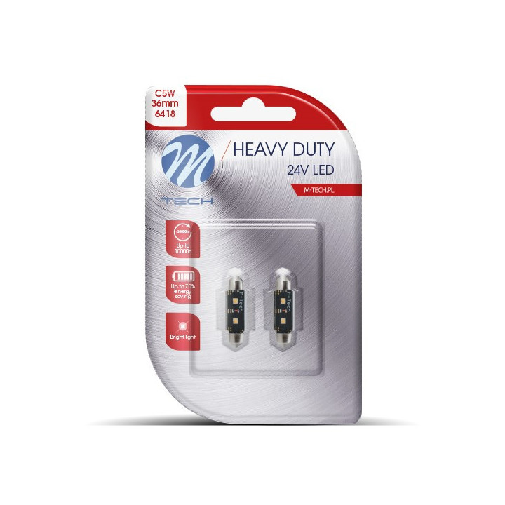 Blister 2x M-TECH HD LB9813W C5W 36 mm 2xHP LED 24 V weiß