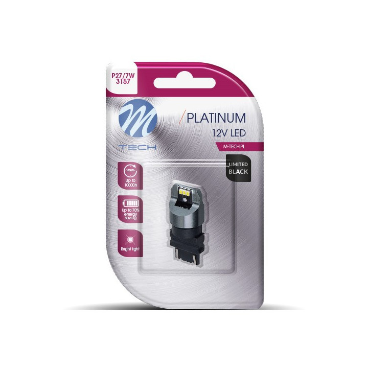 Blister M-TECH Platinum Limited schwarz LB847W-01B - P27/7 W 3157, 12-24 V 1x LED-Lampe 6x3020SMD, CANBUS, weiß