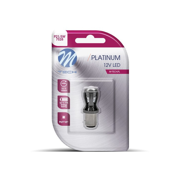 Blister M-TECH Platinum LB821R-01B - P21/5 W, 12-24 V 14x2835SMD, CANBUS, rot