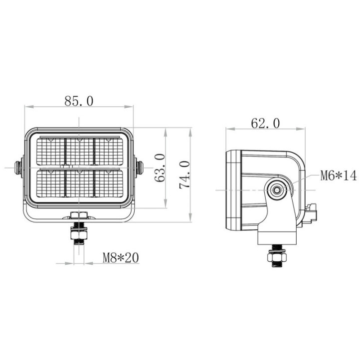 Work Lamp M-TECH schwarz SERIES – 6 x 5 W LED 30 W 10-32 V, flood