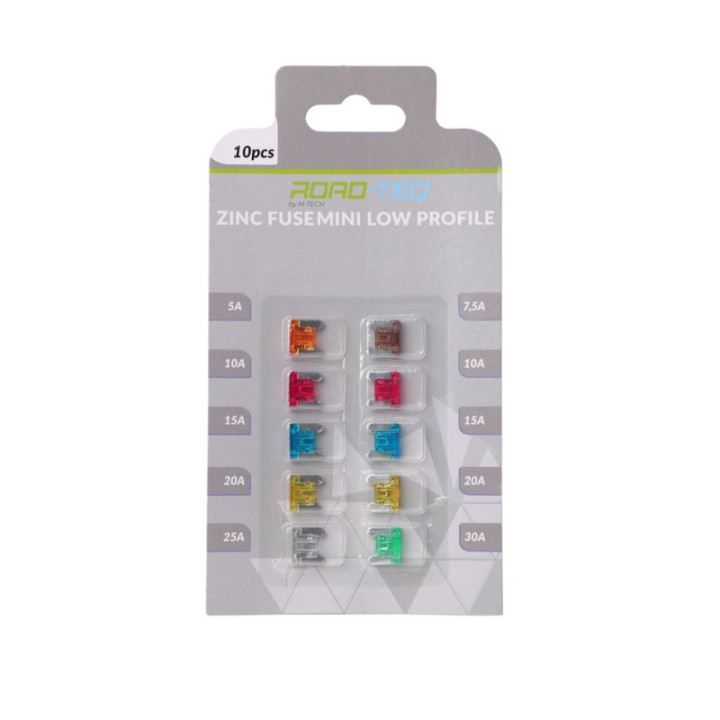 Zink-Sicherung MICRO, BLISTER CARD Verpackung 10 Stück (5A, 7, 5A, 10A x2, 15A x2, 20A x2, 25A, 30A)