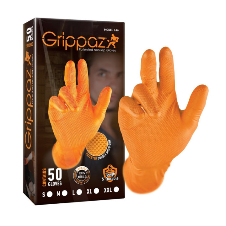 Grippaz Nitrile Fishscale 240 mm 6mil 50pcs/box Orange Size M