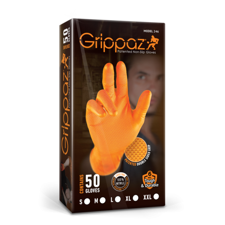 Grippaz Nitrile Fishscale 240 mm 6mil 50pcs/box Orange Size XL