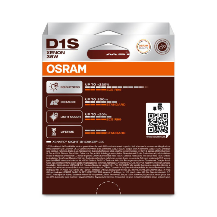 OSRAM NIGHT BREAKER LASER XENARC GEN2 66140XN2-2HB D1S Pk32d-2 85 V 35 W