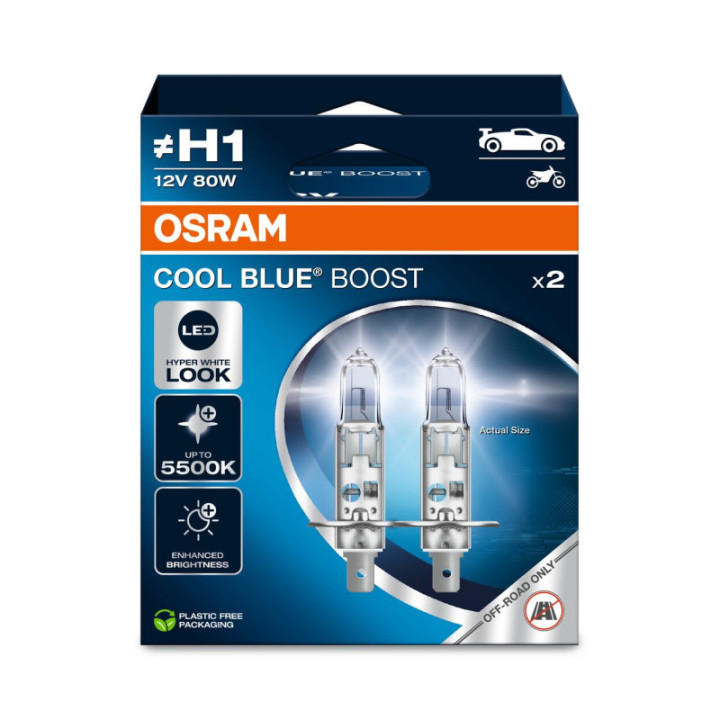 OSRAM COOL blau BOOST 62150CBB-2HB ~H1 P14.5s 12 V 80 W