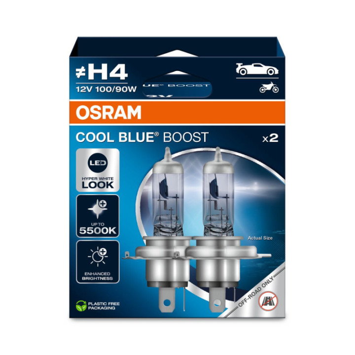 OSRAM COOL blau BOOST 62193CBB-2HB ~H4 P43t 12 V 100/90 W