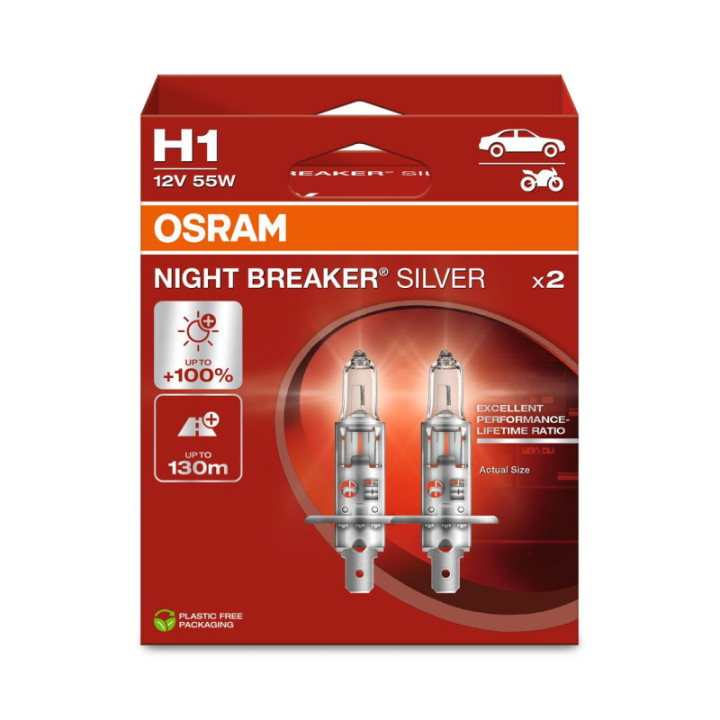 OSRAM NIGHT BREAKER SILVER 64150NBS-2HB H1 P14, 5s 12 V 55 W