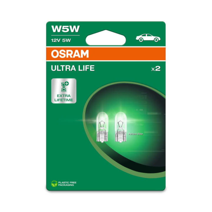 OSRAM ULTRALIFE 2825ULT-2BL W5W W2, 1x9, 5d 12 V 5 W