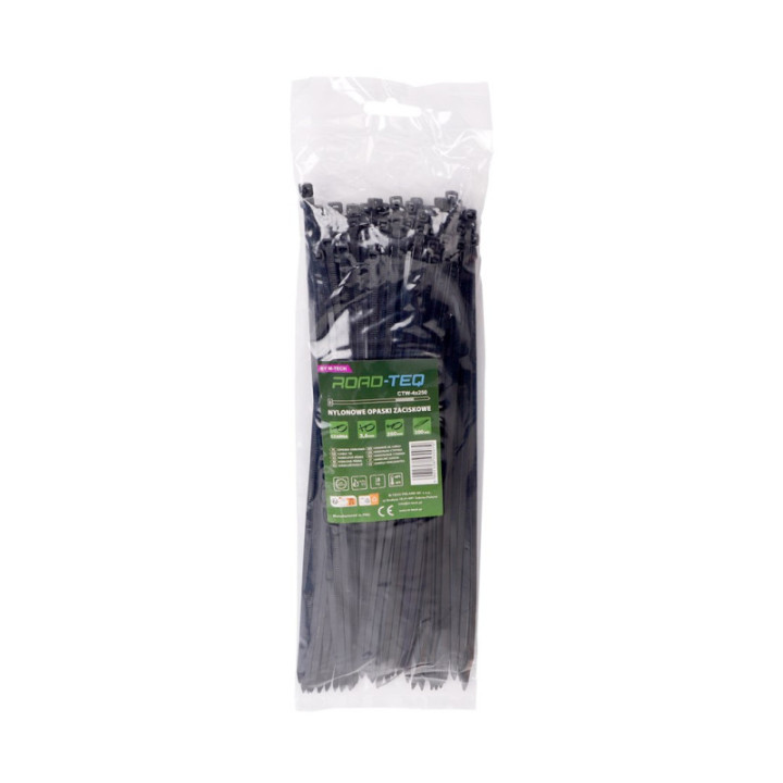 Nylonowe opaski zaciskowe ROAD-TEQ wymiar:3, 6x250mm, 100szt., czarne