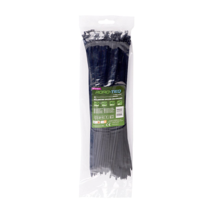 Nylon-Kabelbinder ROAD-TEQ, 3,6 x 300 mm, 100 Stück, schwarz
