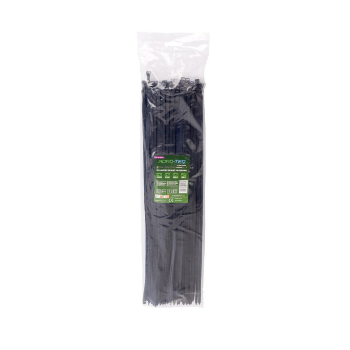 Nylonowe opaski zaciskowe ROAD-TEQ wymiar:4, 8x400mm, 100szt., czarne