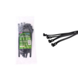 Wiederverwendbare Nylon-Kabelbinder ROAD-TEQ, 7 mm breit, 2 × 150 mm, 20 Stück, schwarz