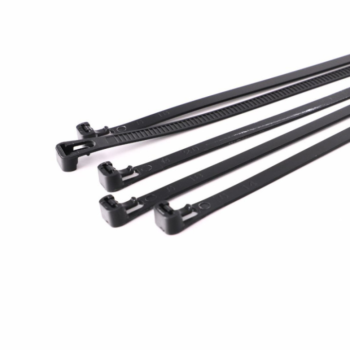 Wiederverwendbare Nylon-Kabelbinder ROAD-TEQ, Breite: 7,4 x 400 mm, 20 Stück, schwarz