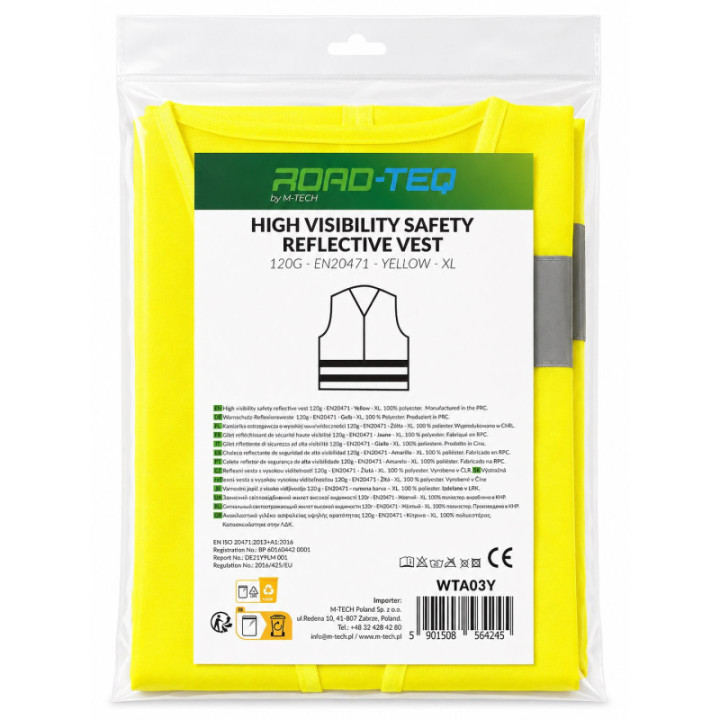 High visibility safety vest ROAD-TEQ 120g - EN20471 - gelb - XL