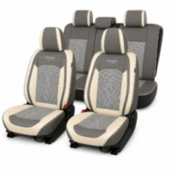 Premium-Autositzbezüge 5-Sitzer, Carguard Deluxe, perforiertes Kunstleder und Textil - hellgrau - dunkelgrau