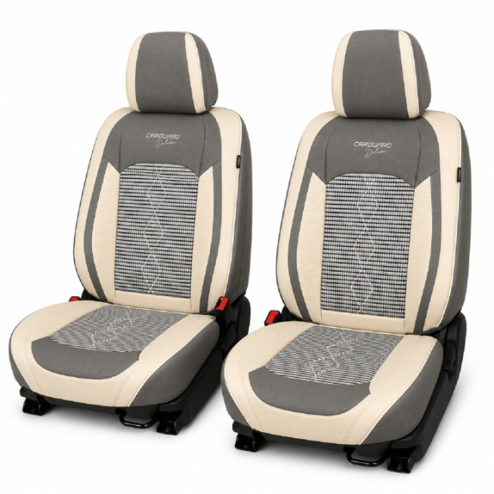 Premium-Autositzbezüge 5-Sitzer, Carguard Deluxe, perforiertes Kunstleder und Textil - hellgrau - dunkelgrau