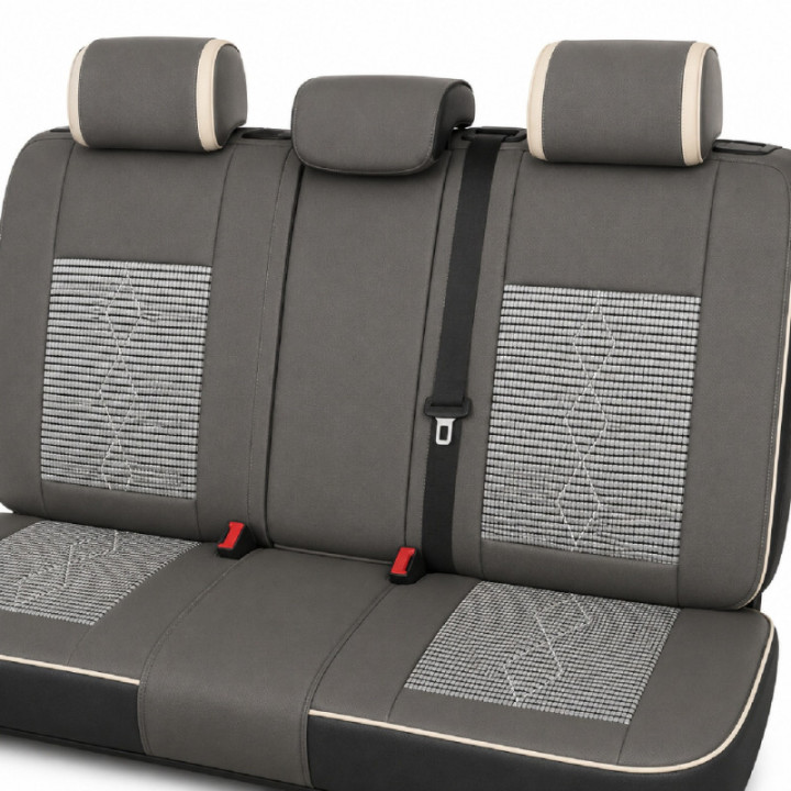 Premium-Autositzbezüge 5-Sitzer, Carguard Deluxe, perforiertes Kunstleder und Textil - hellgrau - dunkelgrau