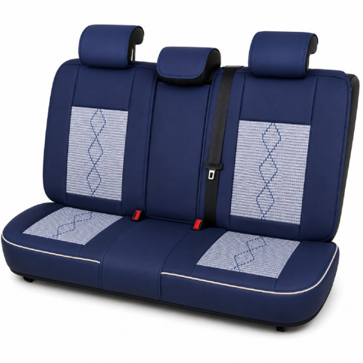 Premium-Autositzbezüge 5-Sitzer, Carguard Deluxe, perforiertes Kunstleder und Textil - blau - weiß