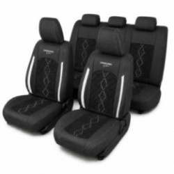 Premium-Autositzbezüge 5-Sitzer, Carguard Deluxe, perforiertes Kunstleder und Textil - schwarz - weiß