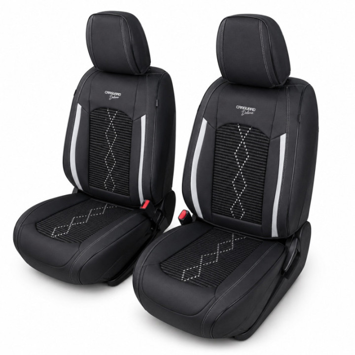 Premium-Autositzbezüge 5-Sitzer, Carguard Deluxe, perforiertes Kunstleder und Textil - schwarz - weiß