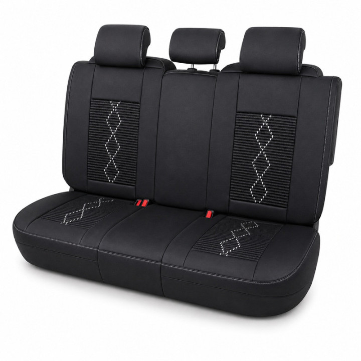 Premium-Autositzbezüge 5-Sitzer, Carguard Deluxe, perforiertes Kunstleder und Textil - schwarz - weiß