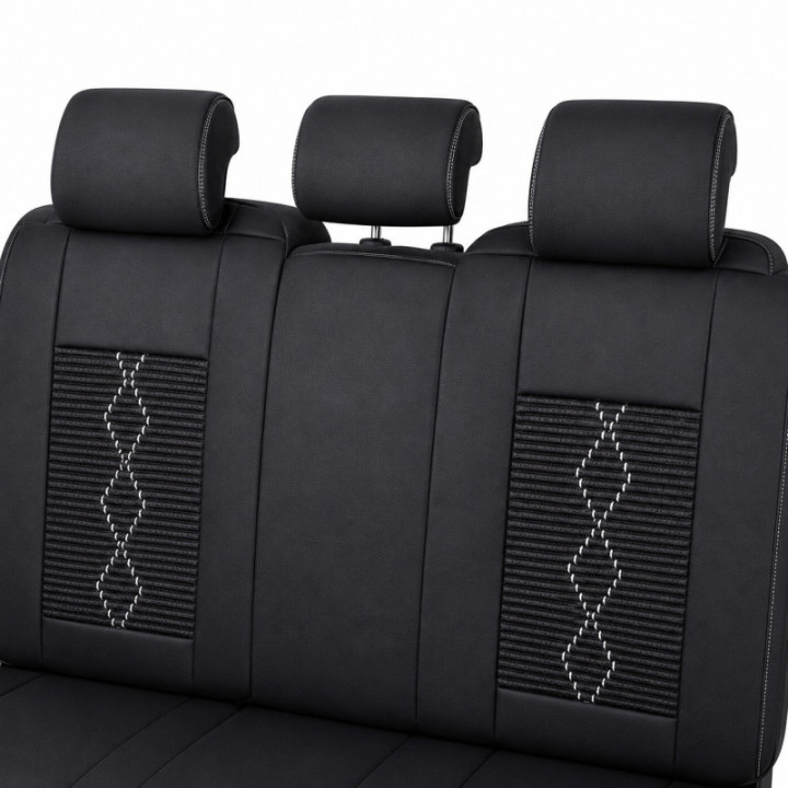 Premium-Autositzbezüge 5-Sitzer, Carguard Deluxe, perforiertes Kunstleder und Textil - schwarz - weiß