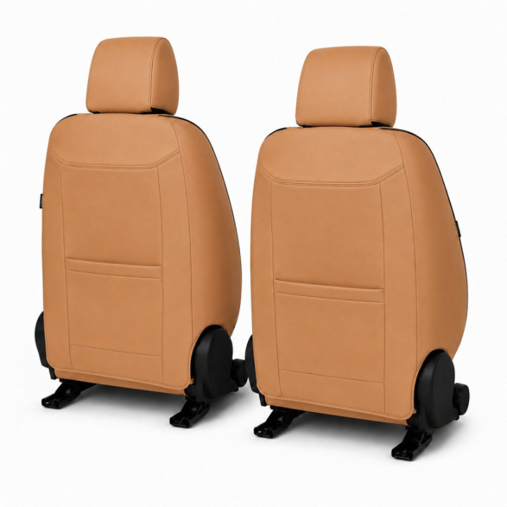 Premium-Autositzbezüge 5-Sitzer, Carguard Deluxe, perforiertes Kunstleder und Textil - Karamellbraun
