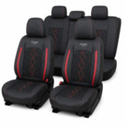 Premium-Autositzbezüge 5-Sitzer, Carguard Deluxe, perforiertes Kunstleder und Textil - schwarz - dunkelrot