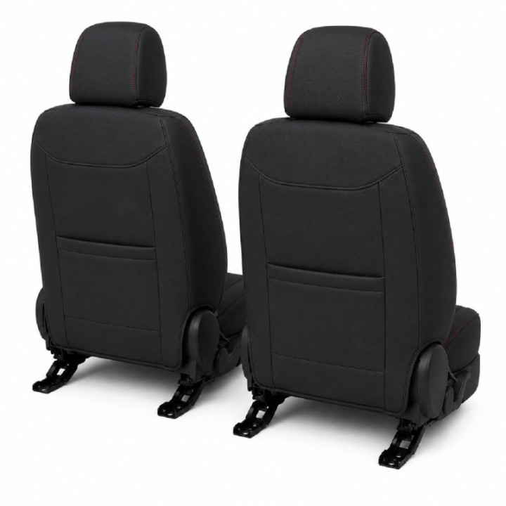 Premium-Autositzbezüge 5-Sitzer, Carguard Deluxe, perforiertes Kunstleder und Textil - schwarz - dunkelrot
