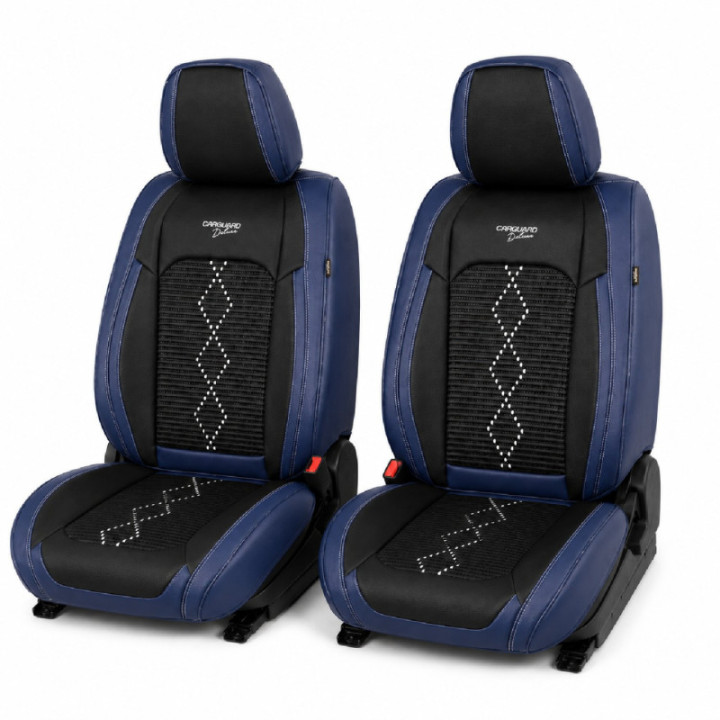 Premium-Autositzbezüge 5-Sitzer, Carguard Deluxe, perforiertes Kunstleder und Textil - schwarz - dunkelblau