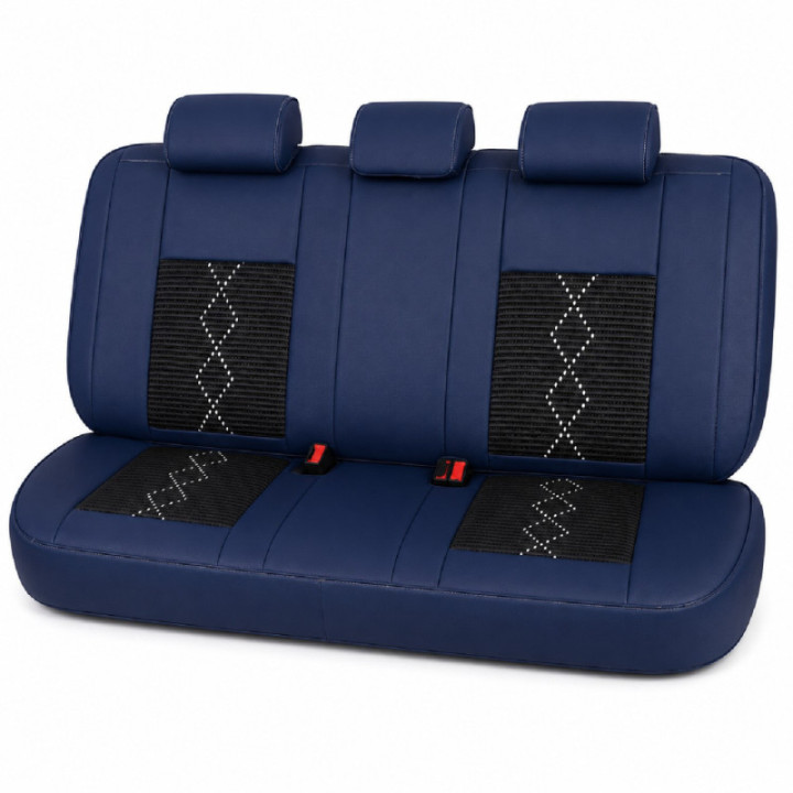 Premium-Autositzbezüge 5-Sitzer, Carguard Deluxe, perforiertes Kunstleder und Textil - schwarz - dunkelblau