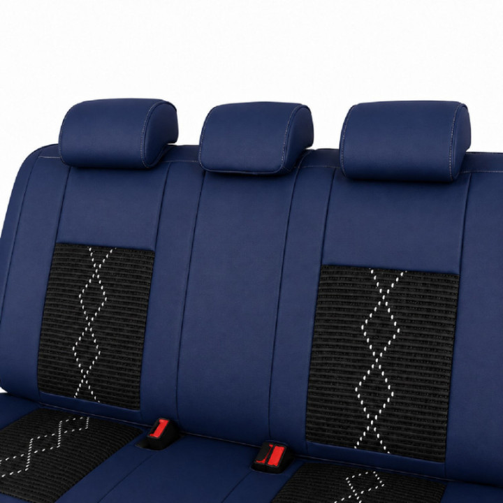 Premium-Autositzbezüge 5-Sitzer, Carguard Deluxe, perforiertes Kunstleder und Textil - schwarz - dunkelblau