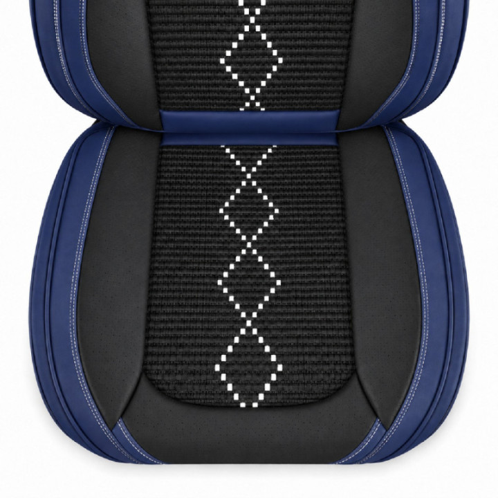 Premium-Autositzbezüge 5-Sitzer, Carguard Deluxe, perforiertes Kunstleder und Textil - schwarz - dunkelblau