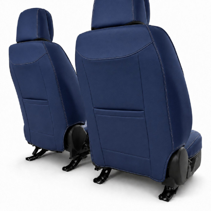 Premium-Autositzbezüge 5-Sitzer, Carguard Deluxe, perforiertes Kunstleder und Textil - schwarz - dunkelblau
