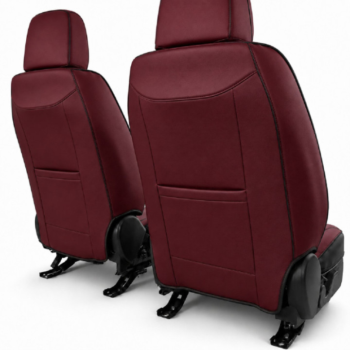 Premium-Autositzbezüge 5-Sitzer, Carguard Deluxe, perforiertes Kunstleder und Textil - dunkelrot - schwarz